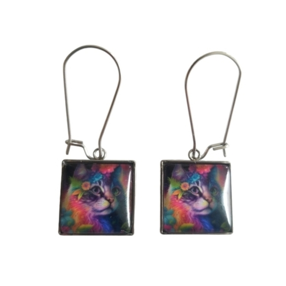 Handcrafted Cat Earrings - Picture 1 of 4